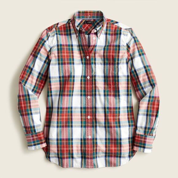 J Crew Classic- Fit Washed Cotton Poplin Snowy Stewart Tartan Button Up Shirt 0 - Picture 1 of 8